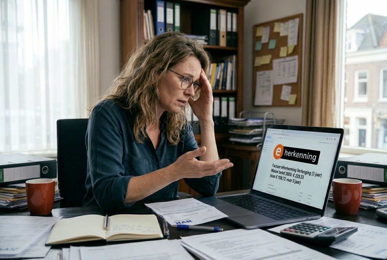 Ondernemer leest een verhoogde eHerkenning-factuur en overweegt bezwaar